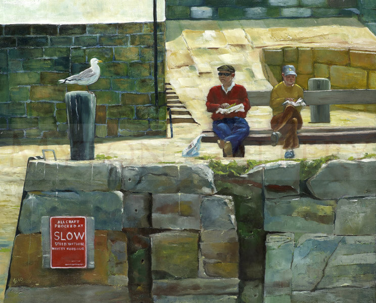 Whitby Harbour Fish And Chips picture by artist John Brine