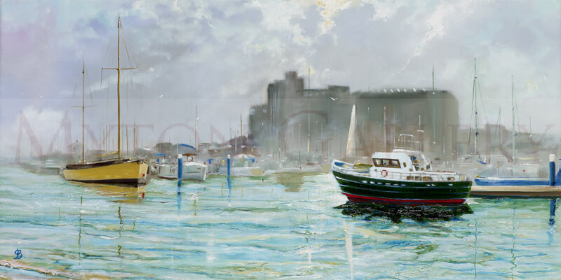 Hull Marina, Summer picture by artist John Brine