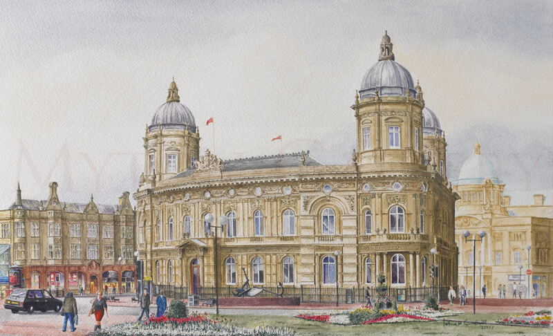 Dock Offices, Maritime Museum, Hull original painting by artist John Gledhill