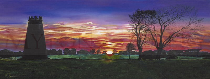 Sun Setting over Beverley Westwood, East Yorkshire picture by artist Martin Jones