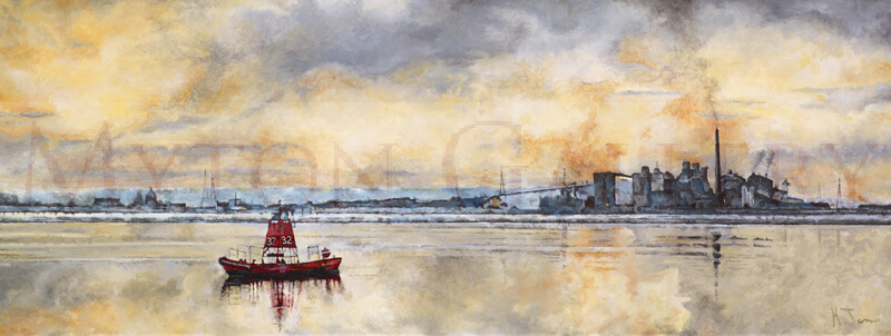 View across river Humber towards Lincolnshire picture by artist Martin Jones