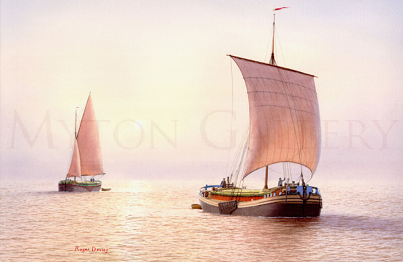 Keel and Sloop Barges on the River Humber picture by marine artist Roger Davies