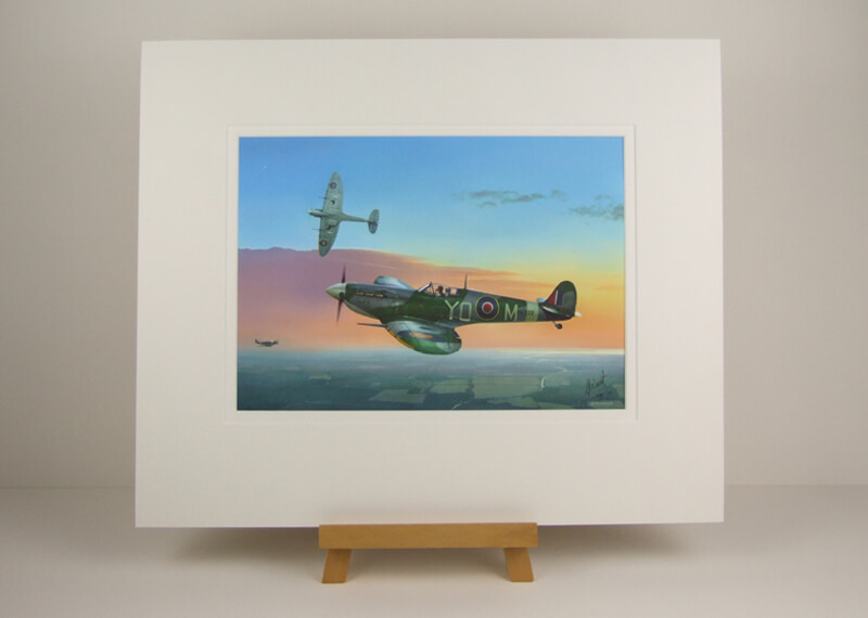 Spitfire aviation print by Gary Saunt mounted for sale