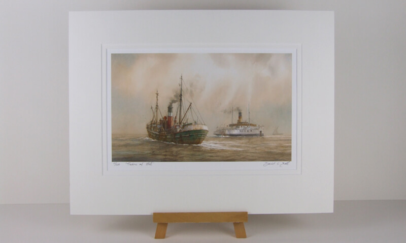 Lincoln castle humber ferry and fishing trawler lord montgomery picture by David Bell mounted for sale